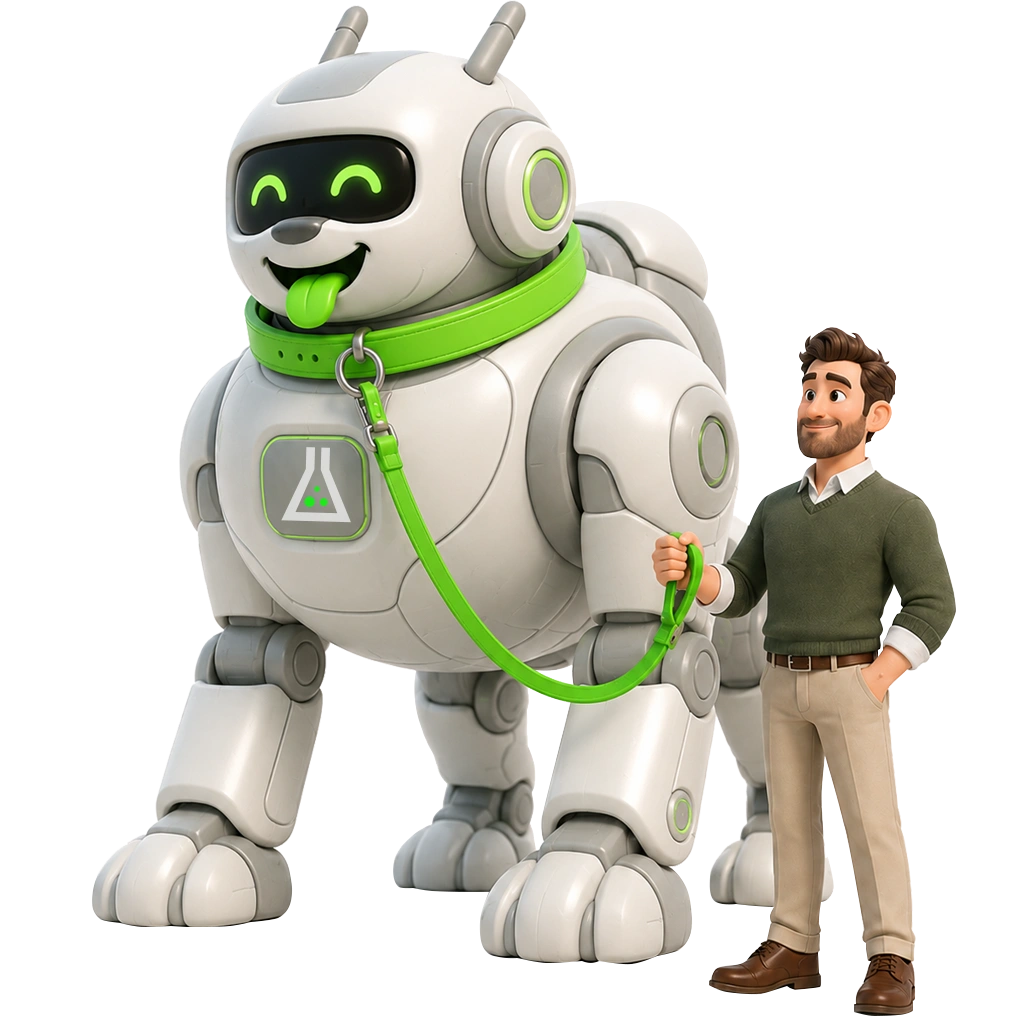 Robot IA SandLab accompagné par un utilisateur